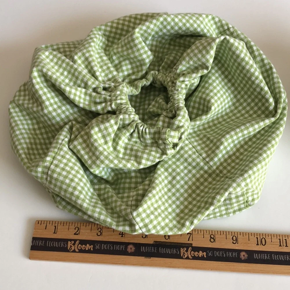 Pottery Barn Kids Green and White Gingham medium drawstring Basket Liner