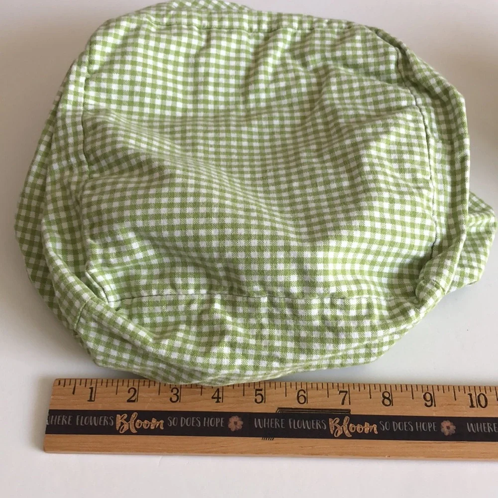 Pottery Barn Kids Green and White Gingham medium drawstring Basket Liner