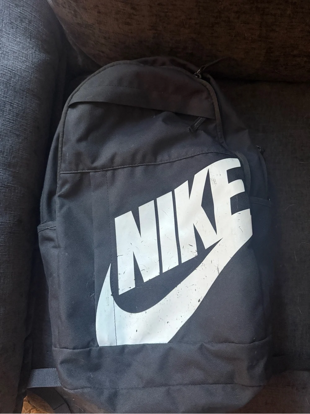 Nike Black Backpack with Large White Swoosh