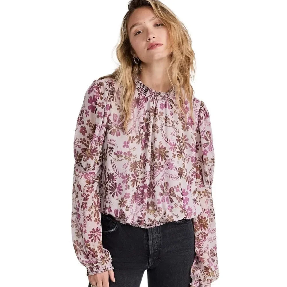 Free People Clarissa floral printed blouse Medium