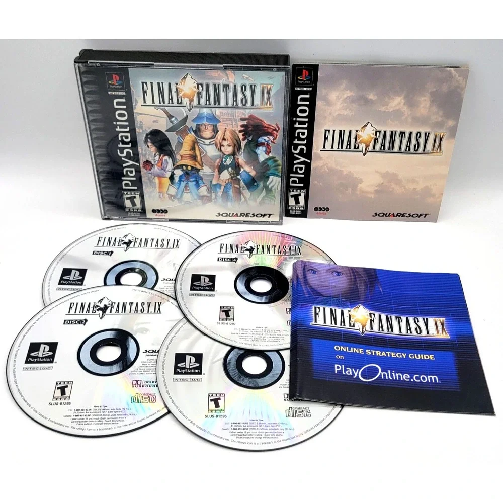 Final Fantasy 9 PS1 Playstation 1 CIB COMPLETE 4 Discs Black‎ Label REG CARD