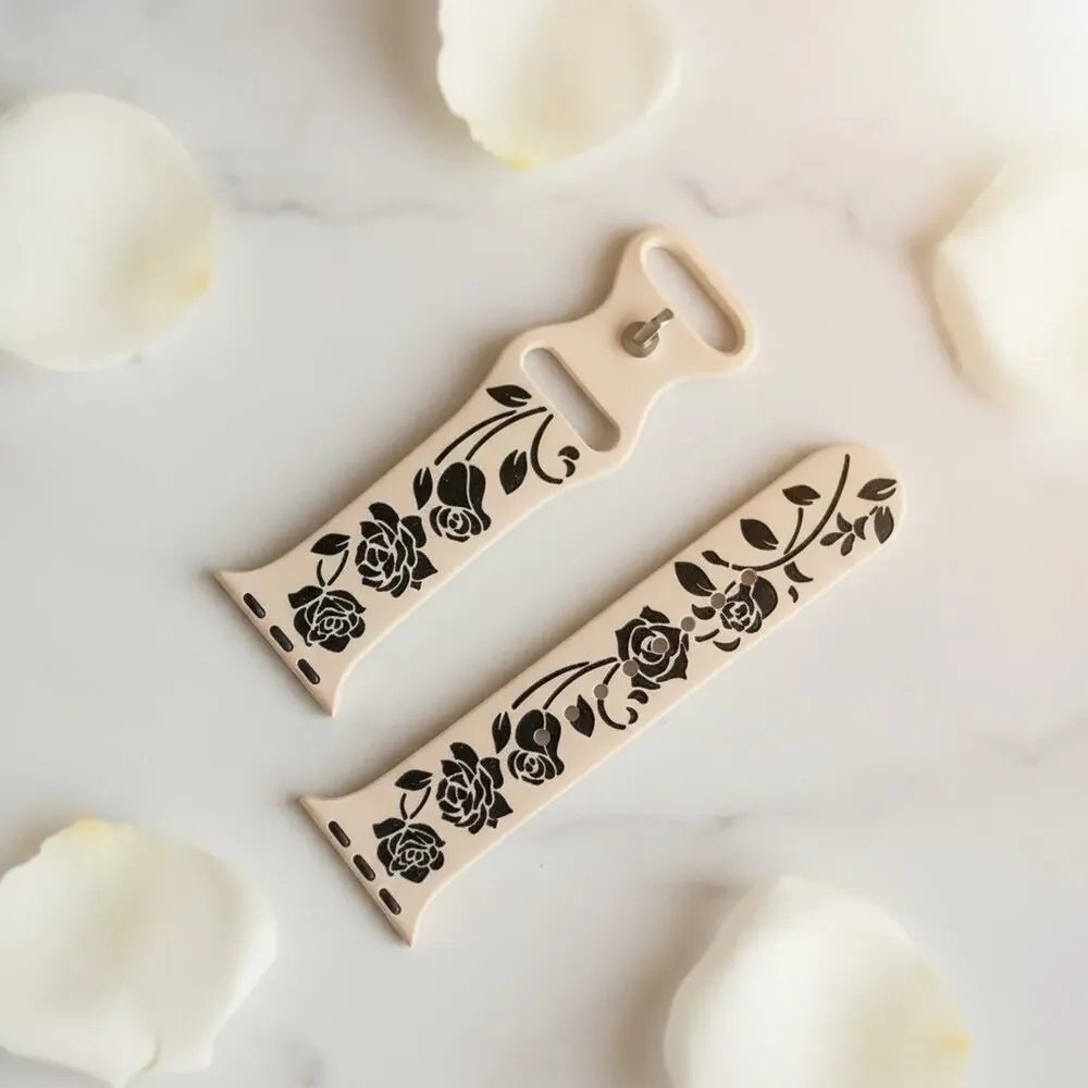 Floral Engraved Band Compatible with Apple Watch 38/40/41mm