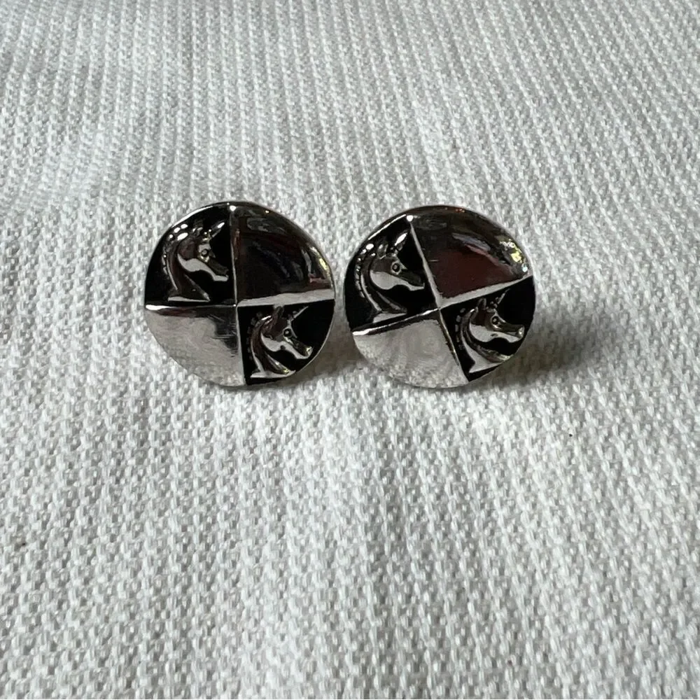 1960's-70's Unsigned UNISEX Silver Tone UNICORN CUFF LINKS