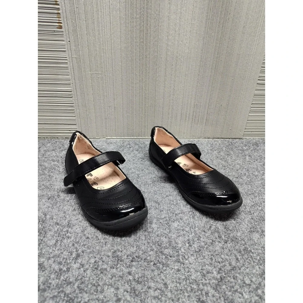 Olive & Edie Mary Jane Shoes Girls 1M Black PU Leather‎ Dress School Flats Strap