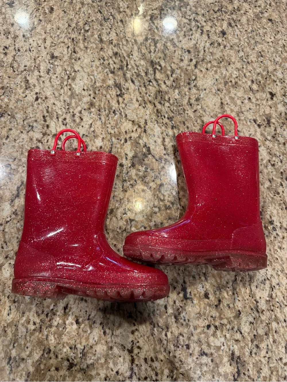Amazon Kids Red Glitter Rain & Snow Boots