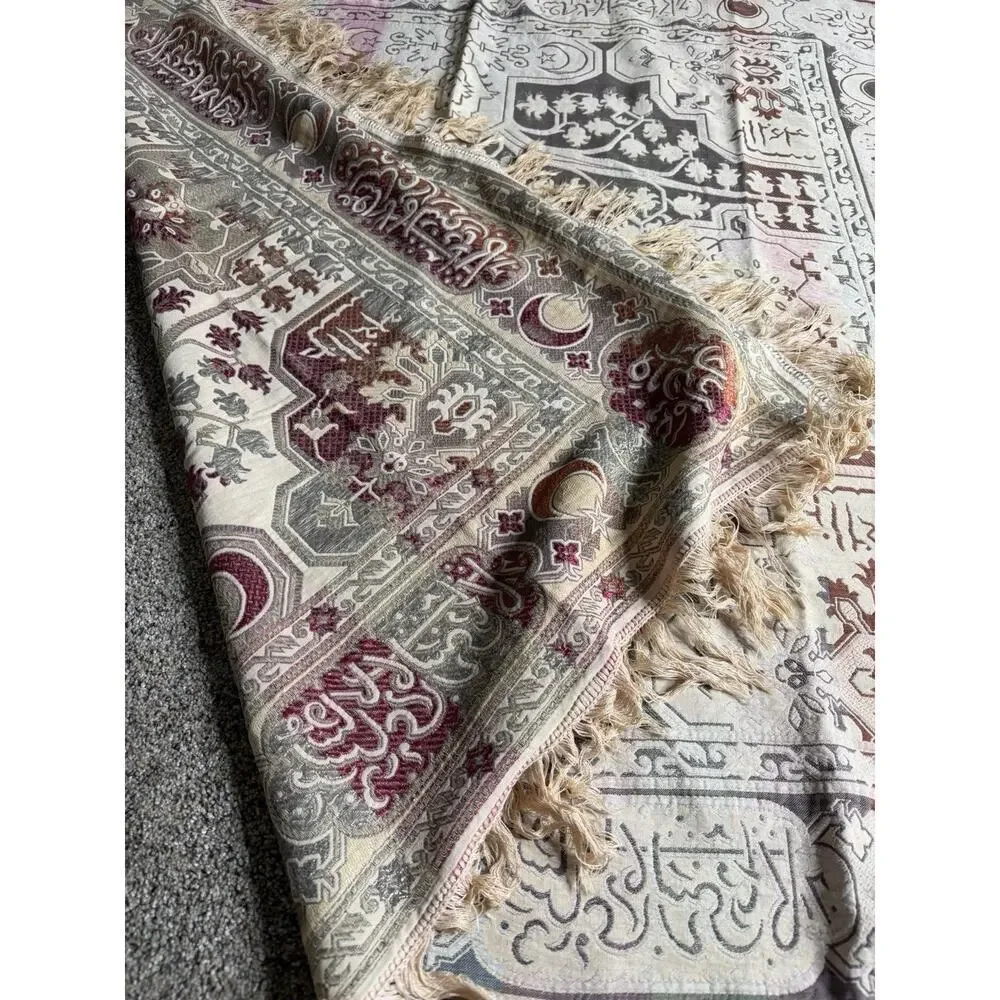 Vintage Spanish Islamic Arabic Tapestry Art Scarf Fringe Silk 53in X 53in