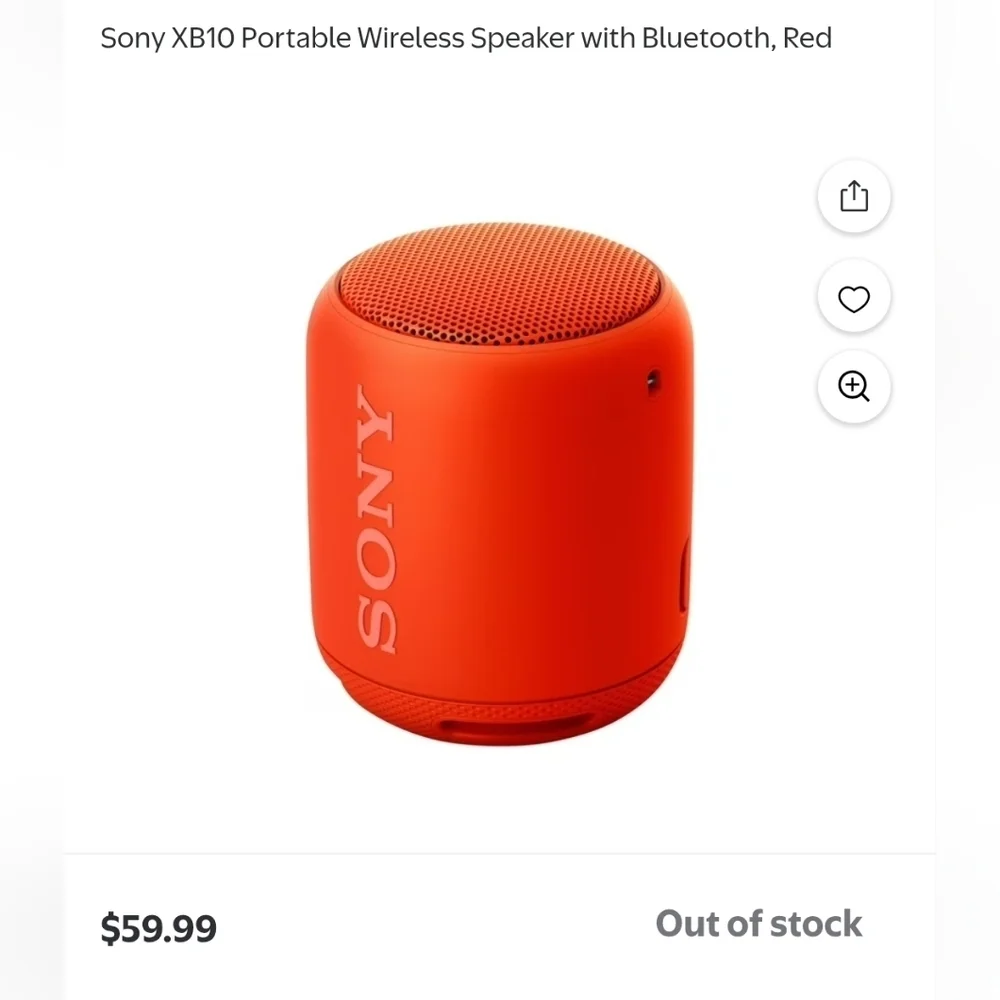Sony XB10 Portable Wireless Bluetooth Speaker Red 16 Water Resistant