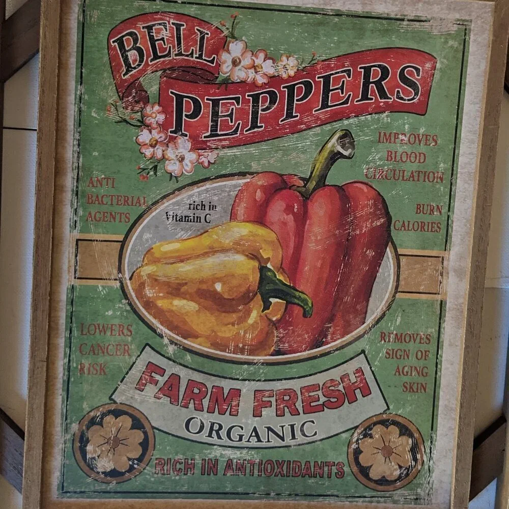NWT Bell Pepper Farm Fresh Vegetable Print Farmhouse Rustic Wall Decor Michael's