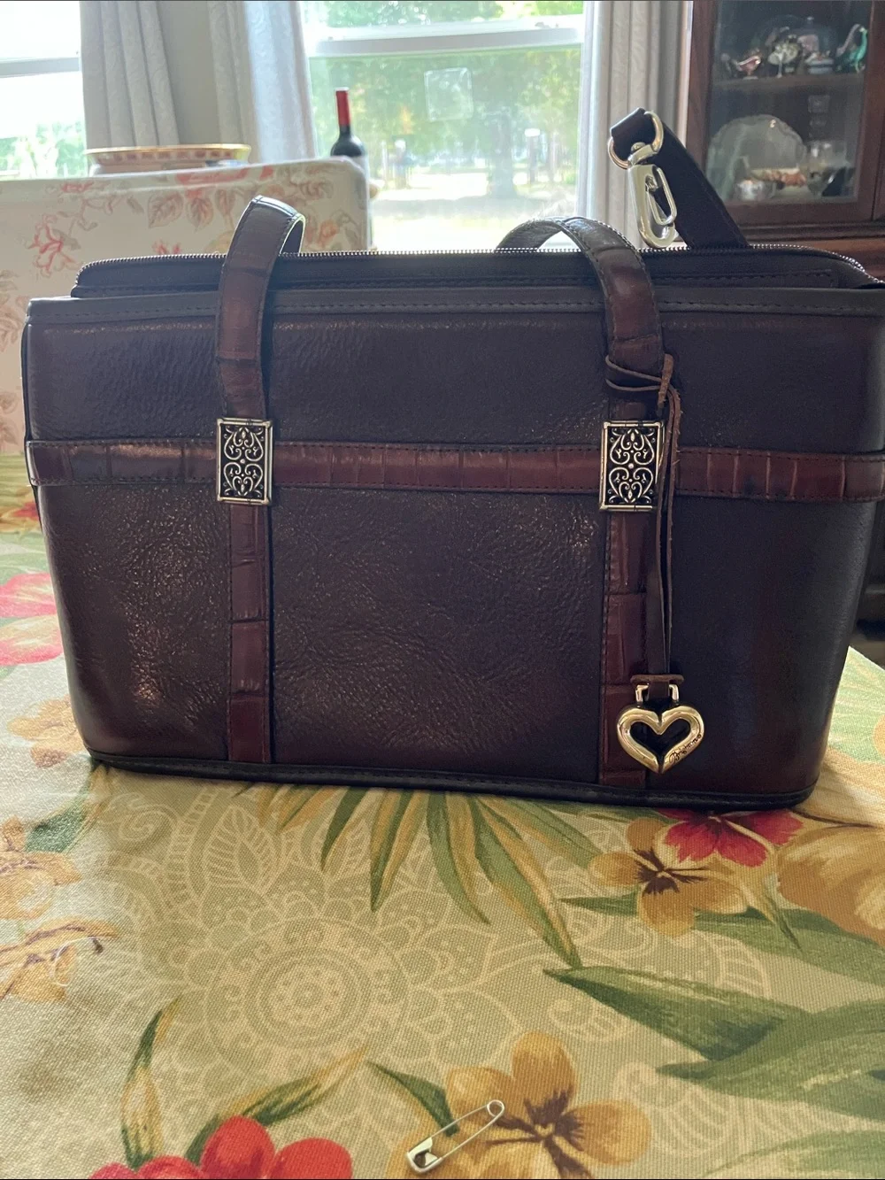 Brighton Women's Brown Leather Tote Bag with Heart Charm