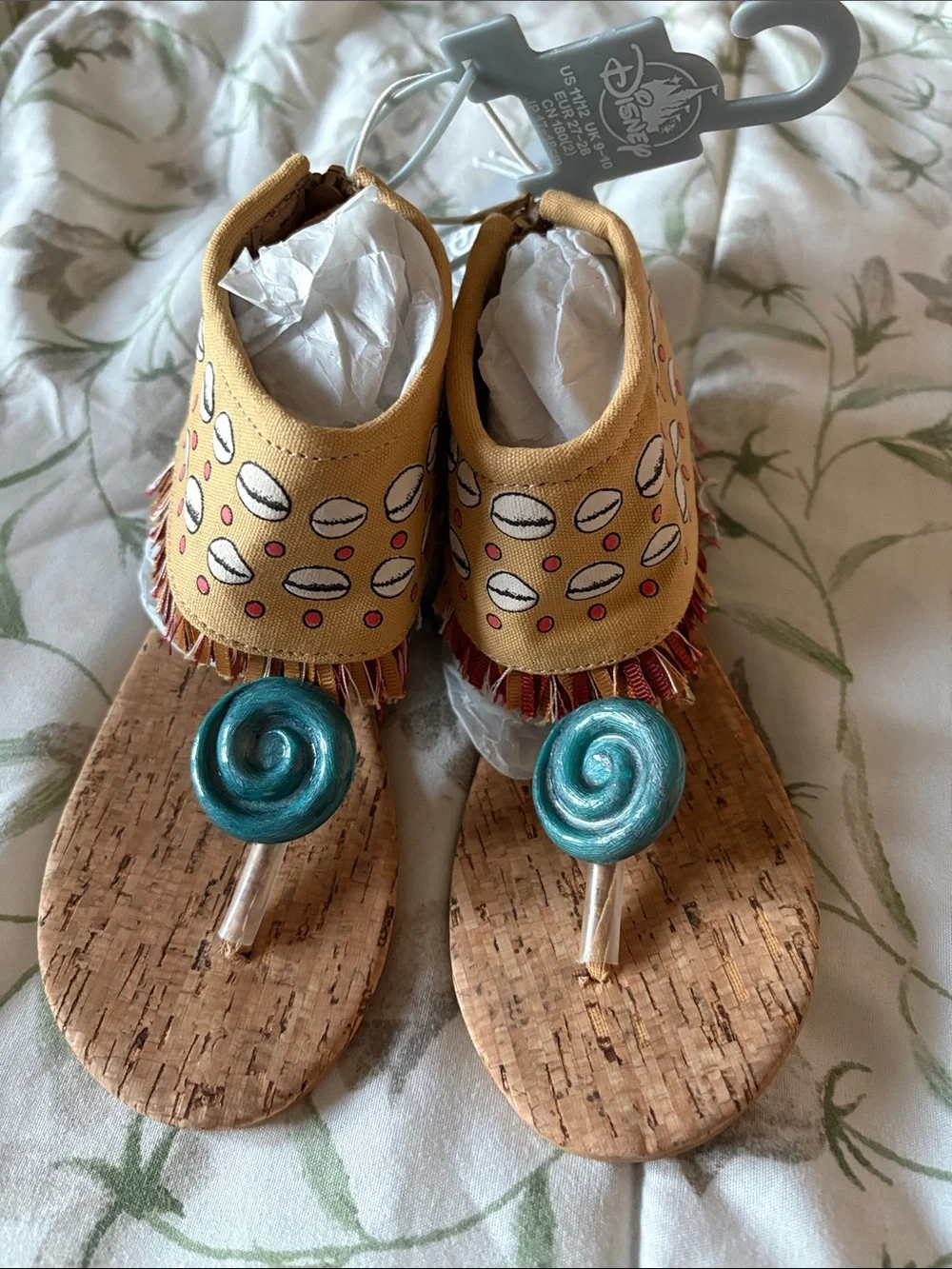 Disney moana  Kids Cork Sandals with Teal Lollipop Accents size US: 11/12
