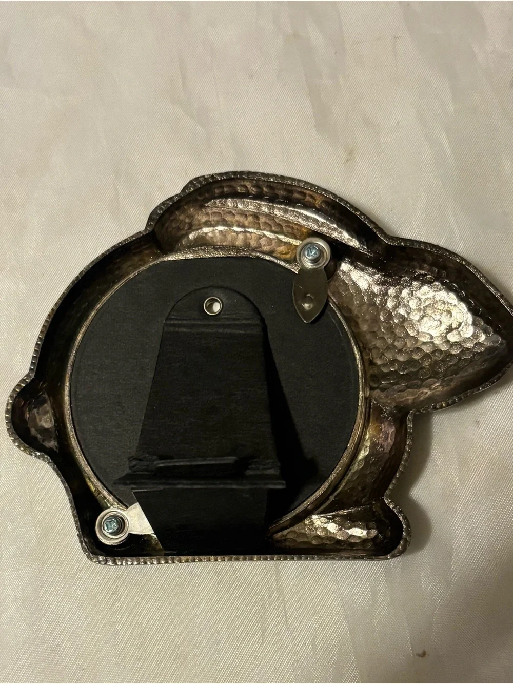 Bunny Shaped Round Photo Frame - Silver Tone