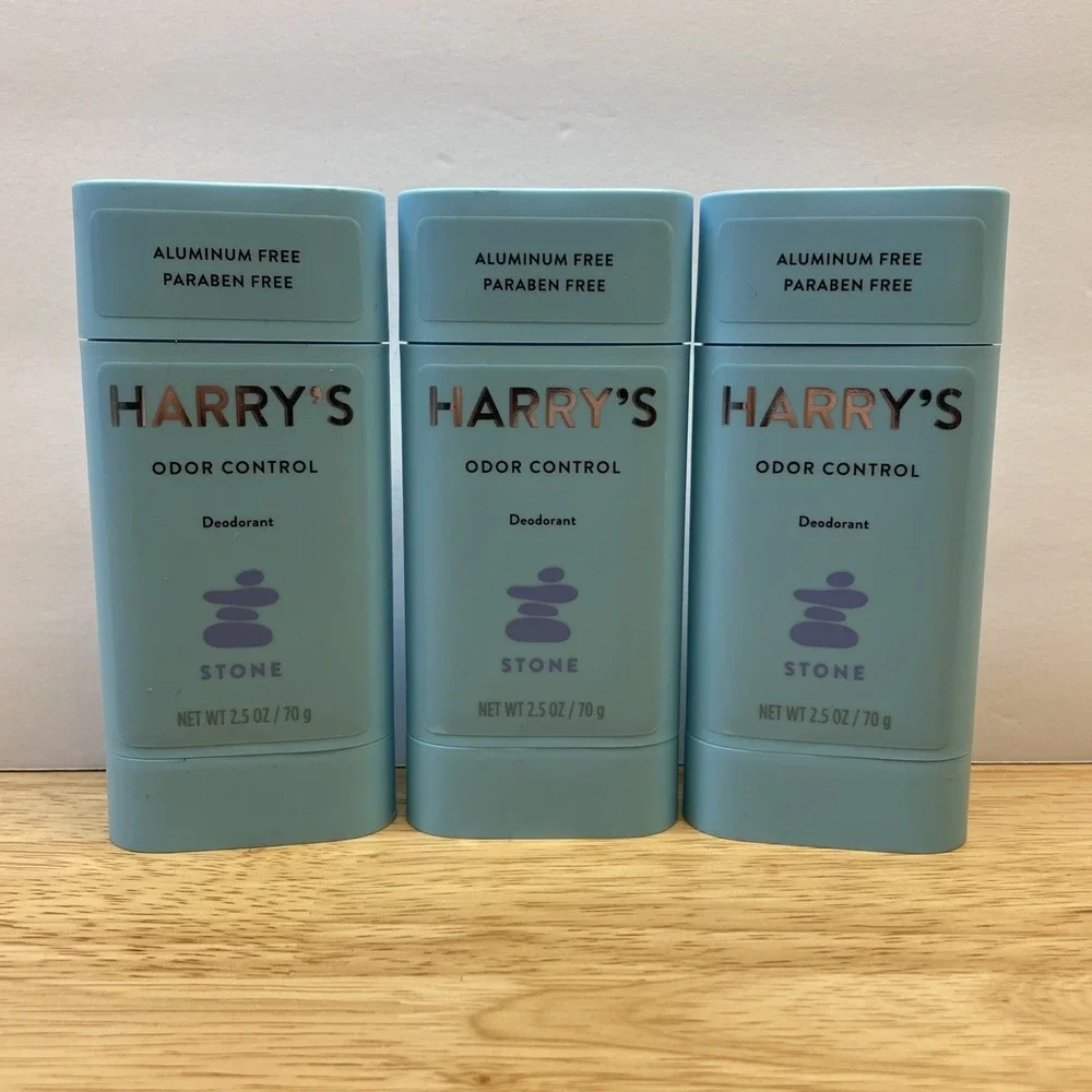 NEW! Harry's Odor Control Deodorant Stone Set of 3 Aluminum Paraben Free 2.5 Oz