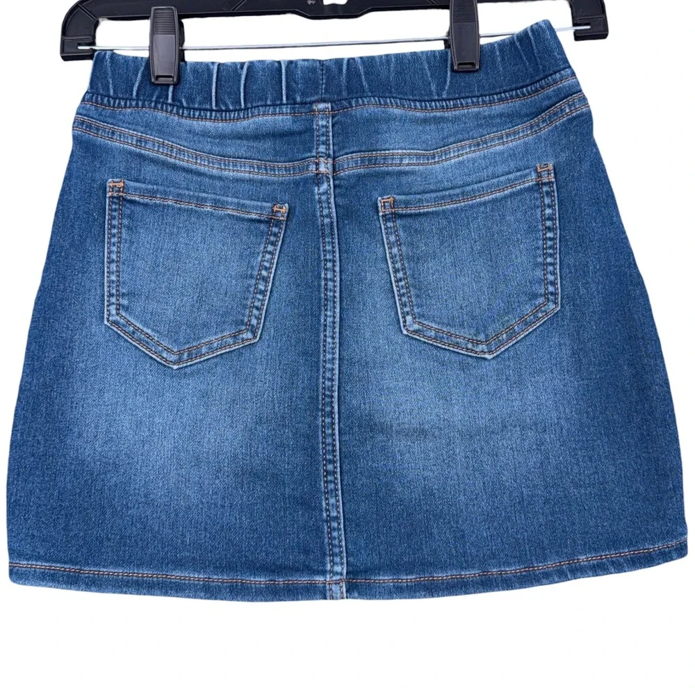 GAP Kids Girls Denim A‎ Line Skirt Elastic Waist Drawstring Blue Size L