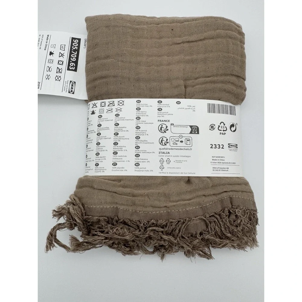 New IKEA VALLKRASSING Tan Brown Pillow Cover Cotton  20