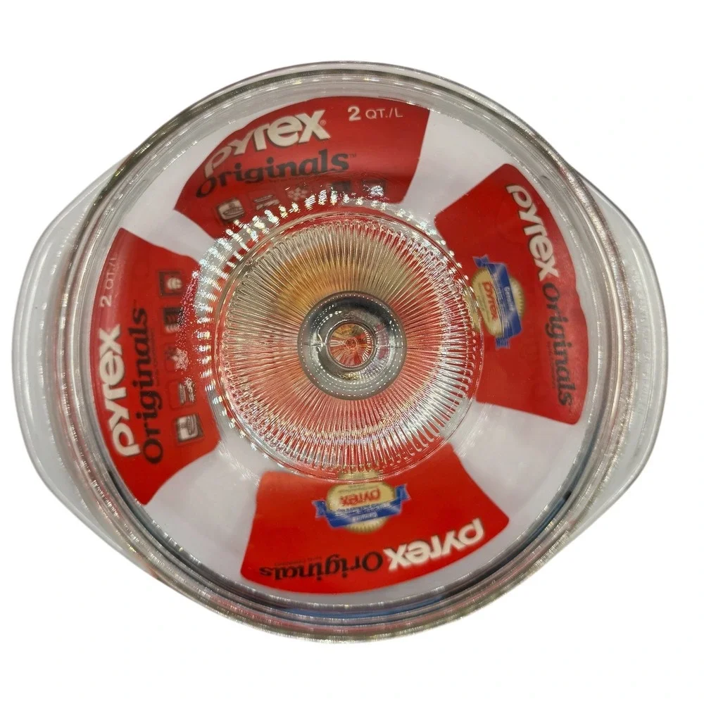 Pyrex Originals 2 Qt Clear Glass Round Casserole Dish Knob Lid 1996 Vintage NOS