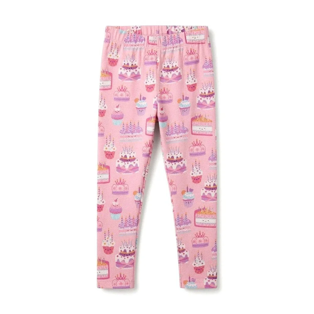 Gymboree Leggings Birthday Party Cake Cupcake Girls Sz 12 Pink Purple Knit EUC