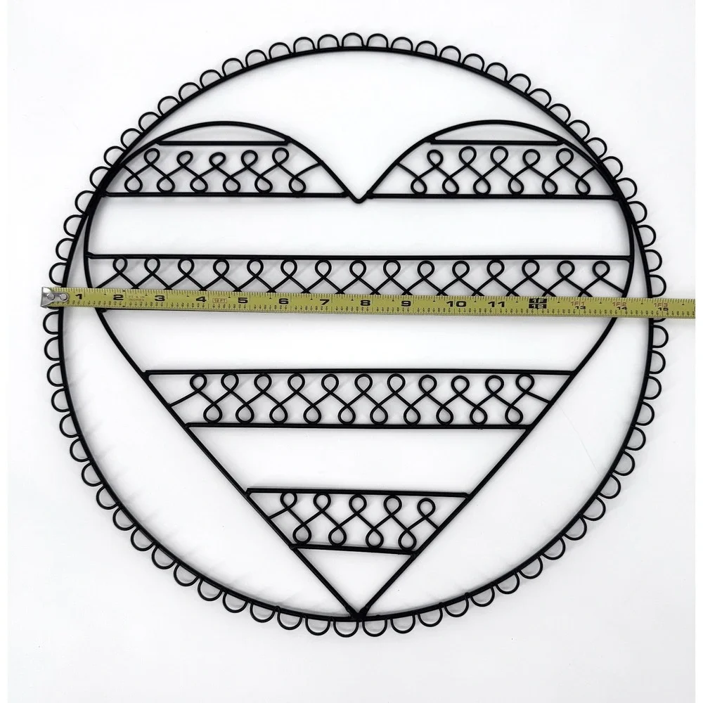Pottery Barn Heart Shaped Wire Wall Art Black Metal Scrolled Circle Decor 15in