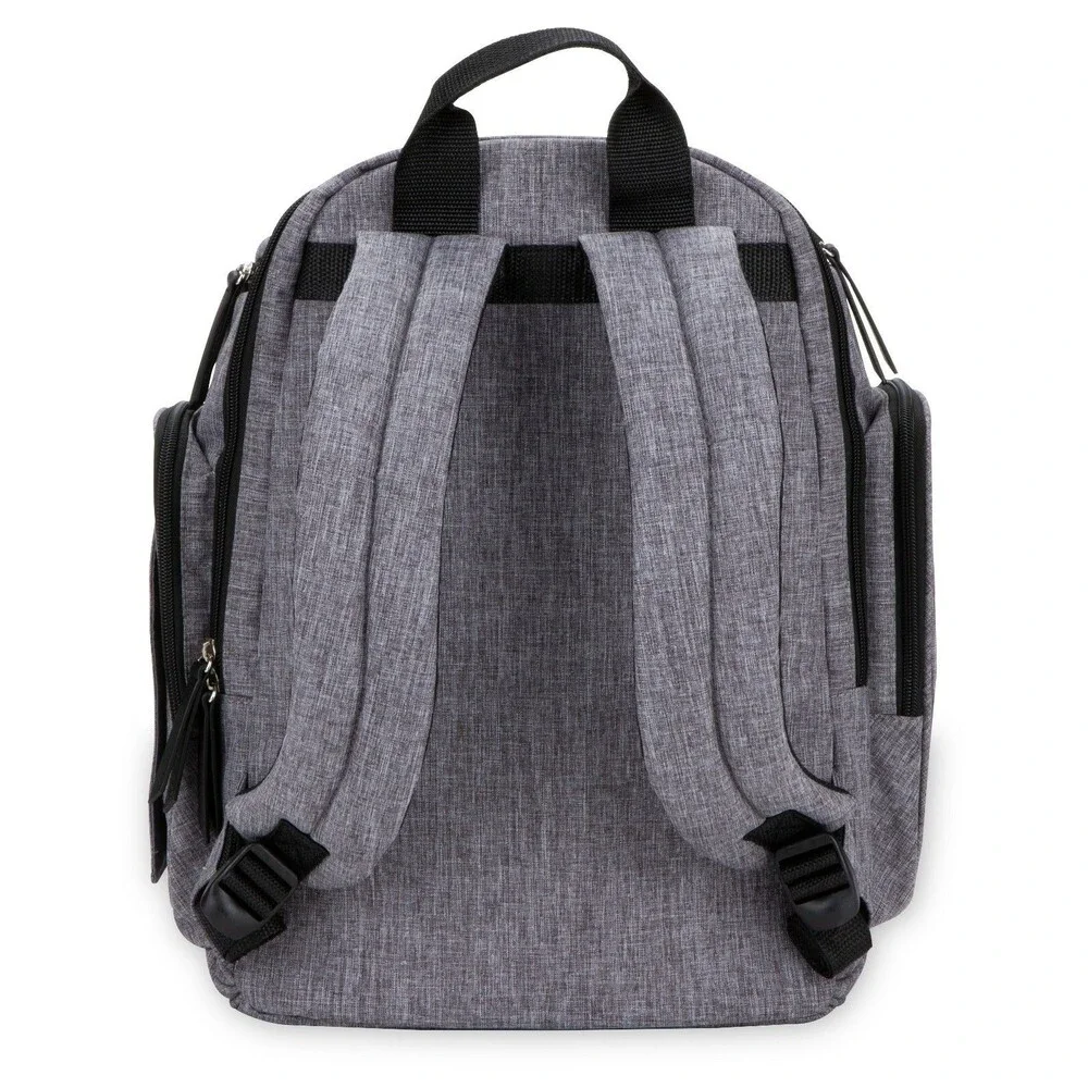 BB Gear Diaper Bag Backpack w/ Changing Pad & Insulated Side Pocket - Gray