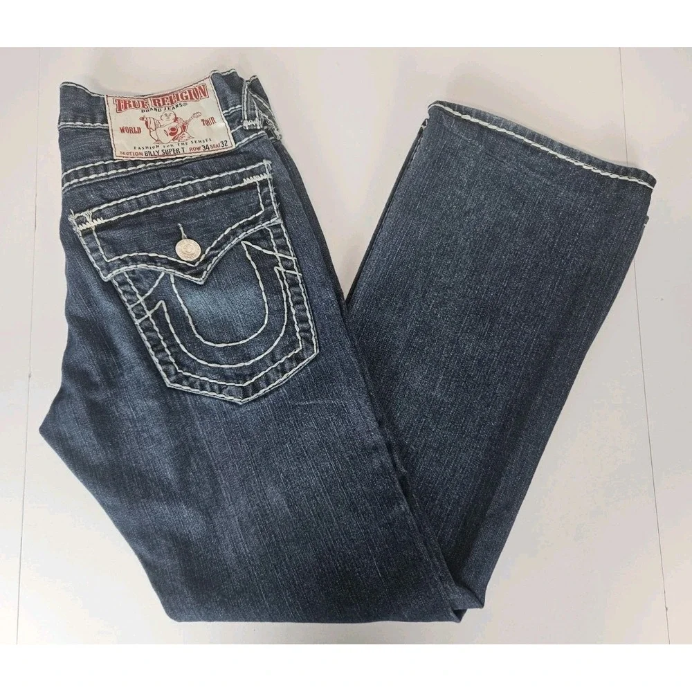 True Religion Men's World Tour Billy Super T Denim Jeans Made in USA 34x32
