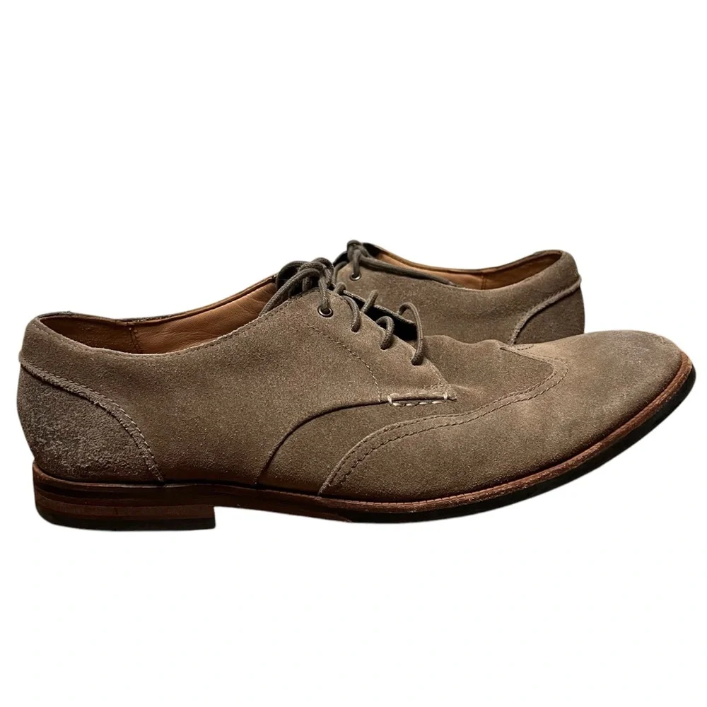 Clarks‎ Dress Shoes Men's 12 Broyd Wing Oxford Suede Lace-Up Slip on Brown