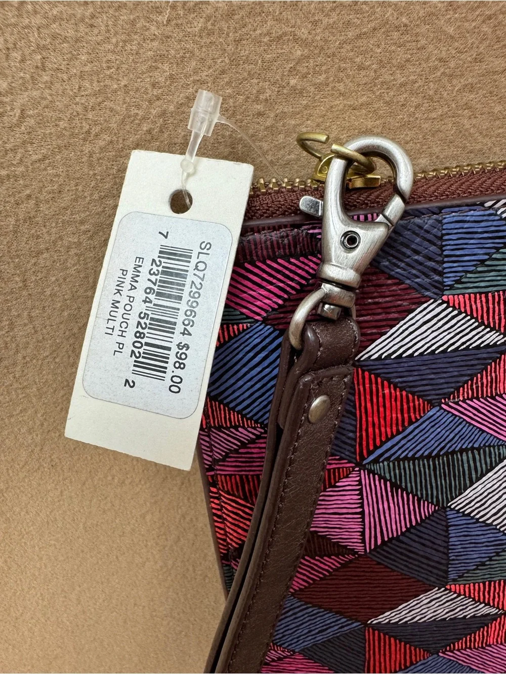 FOSSIL Emma Abstract  Multicolor Coated Canvas Unisex Clutch Wallet Pouch NWT