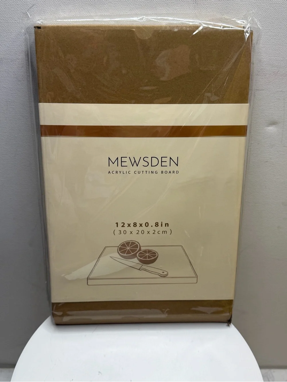 MEWSDEN Acrylic Cutting Board in Brown and Cream