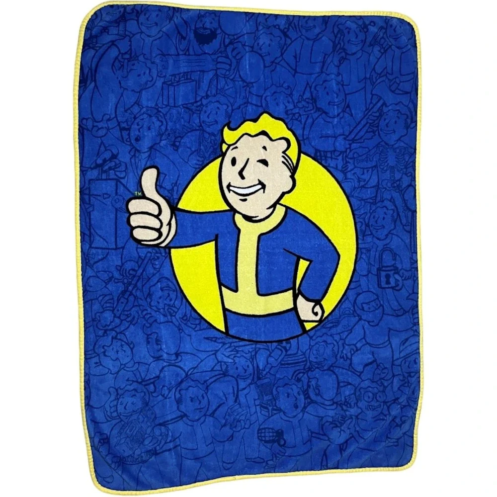 Vault Boy‎ Fleece Blanket Throw Video Game Gaming Funky Decoration 40x60 Blue