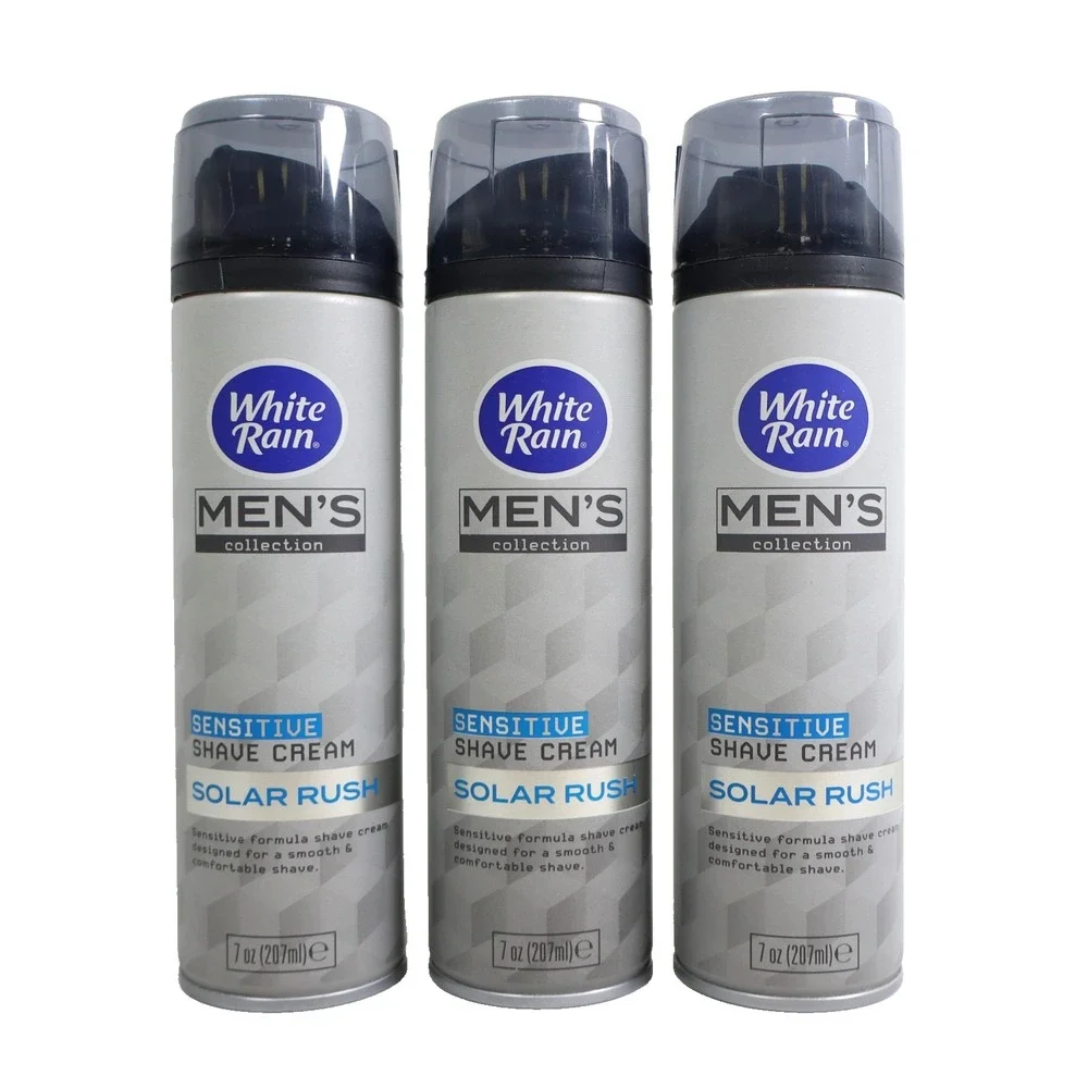 3 PACK Men's Collection Solar Rush Sensitive Shaving Cream-White Rain 7oz Each