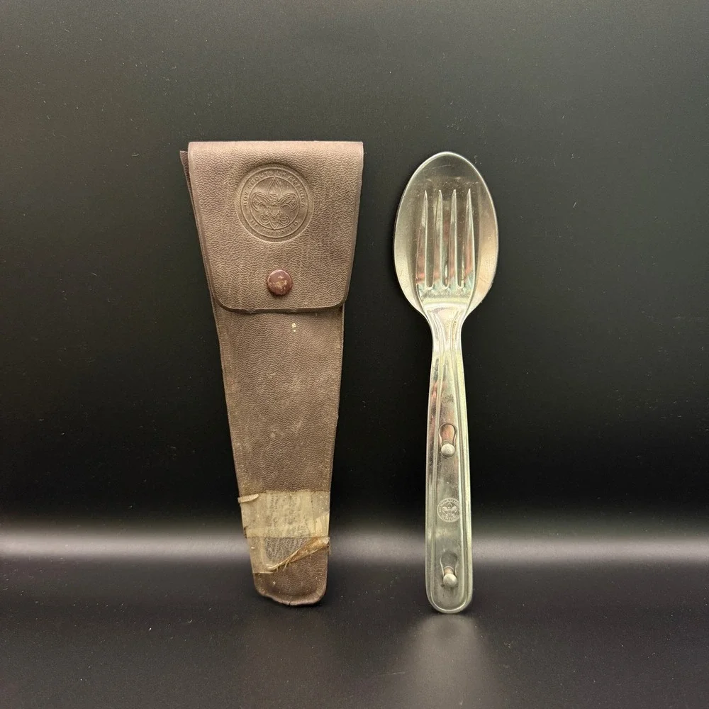 Vintage Boy Scouts‎ of America BSA Spork Camping Utensil Set w/ Case Made in USA