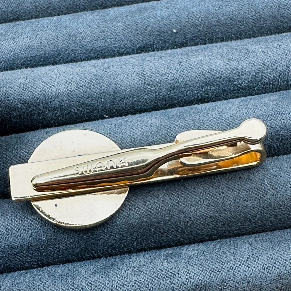 Vintage Swank Gold Tone Enamel Cufflinks Tie‎ Clip Duck Hunting Hunter Dog Birds