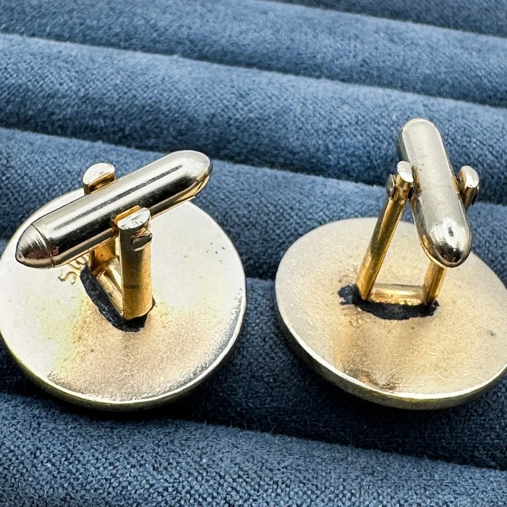 Vintage Swank Gold Tone Enamel Cufflinks Tie‎ Clip Duck Hunting Hunter Dog Birds