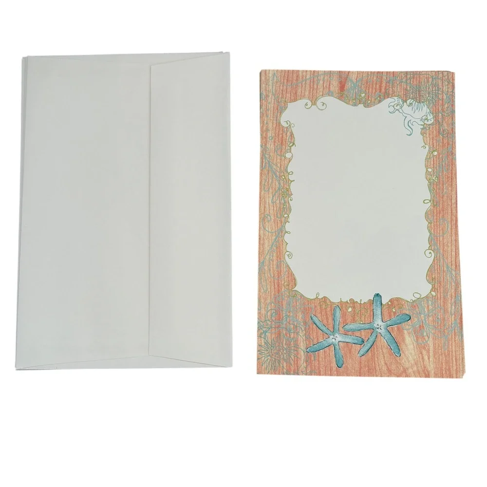 Bella Ink Designs‎ Starfish Coastal Stationery Set WH-29 Note Cards Envelopes