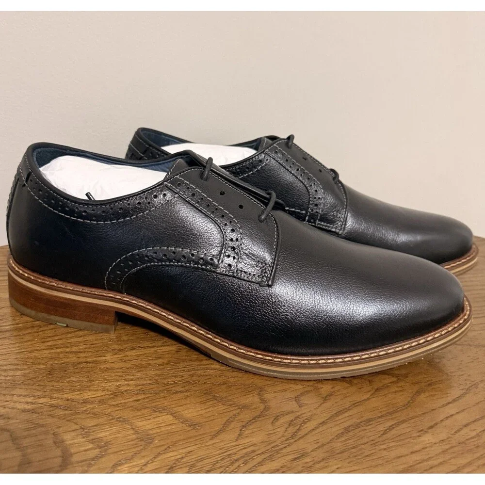 Johnston & Murphy XC Flex Black Leather Derby Lace-Up Dress Shoes 11 M 20-3401