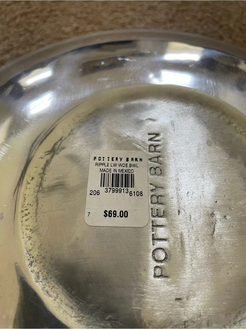 Pottery Barn free 14” lightly