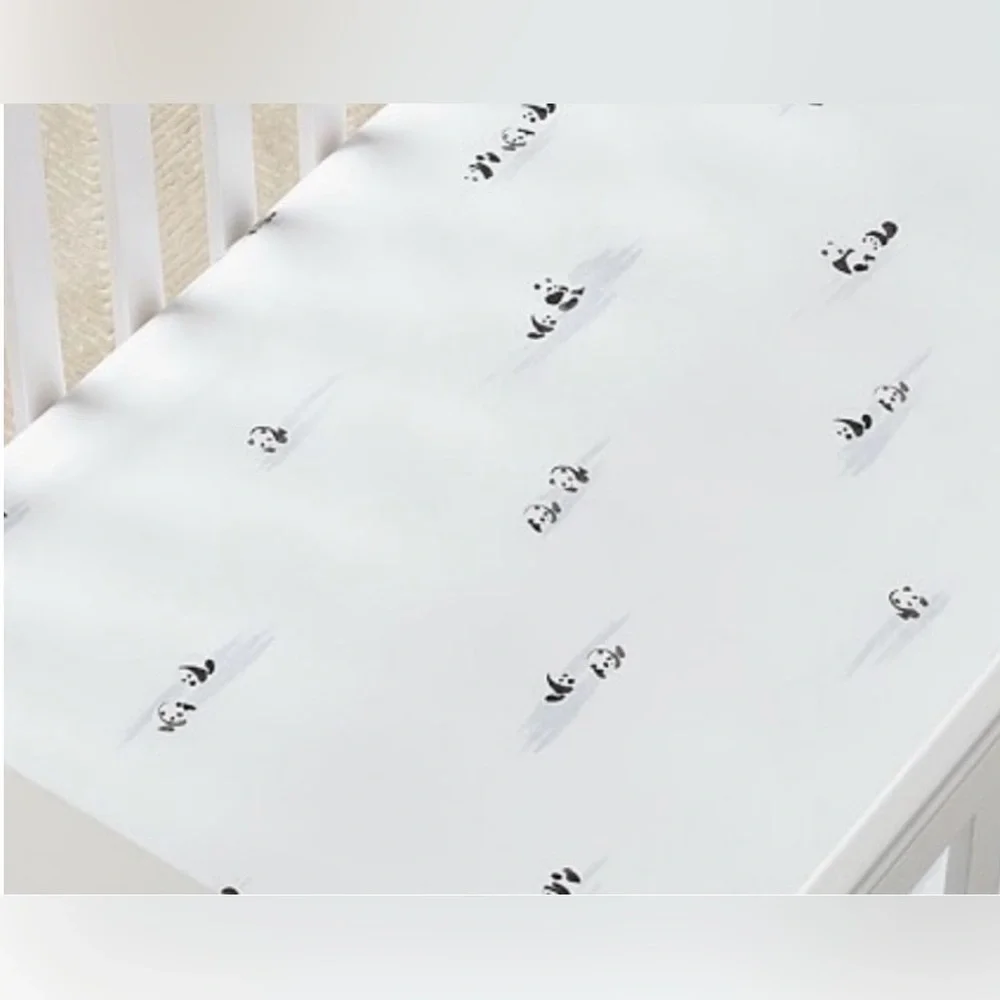 Pottery Barn Kids Panda 100% Organic Cotton Crib Fitted Sheet
