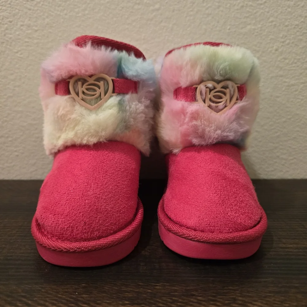 Bebe Girls Faux Fur‎ Tie Dye Boots NWT Pink Size Toddler 7