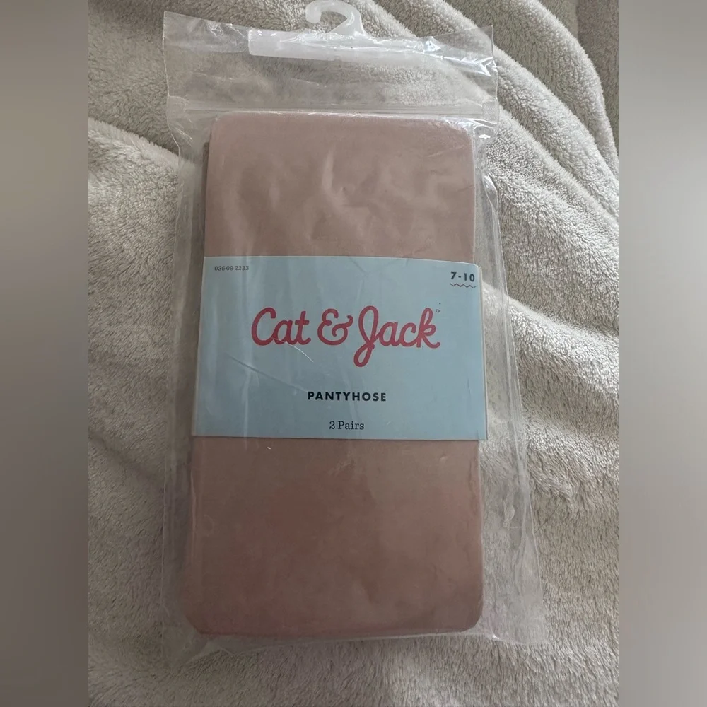 CAT & JACK  GIRLS SIZE 7-10 Beige Nylon 2 Pairs New Pantyhose