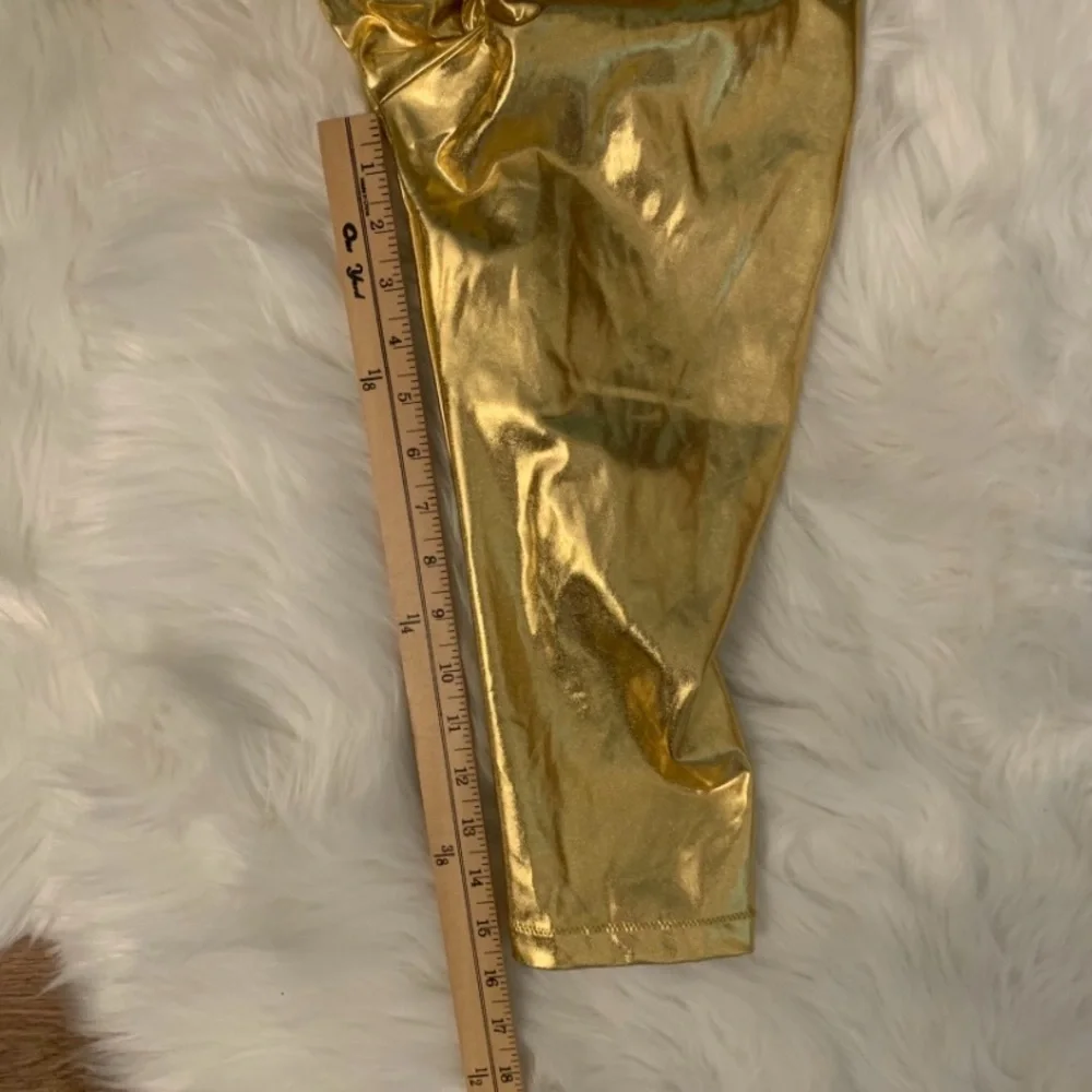 SKIMS NWT Metallic Swim V-Waist Pants Crop Gold XXS Scrunch Butt Ruched