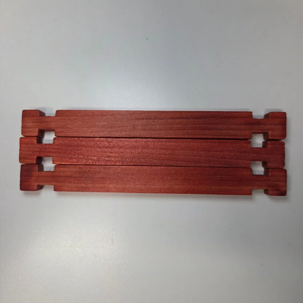 Vintage Red Wooden Building Blocks Logs Replacement Pieces Set of 3 7.5 Inch