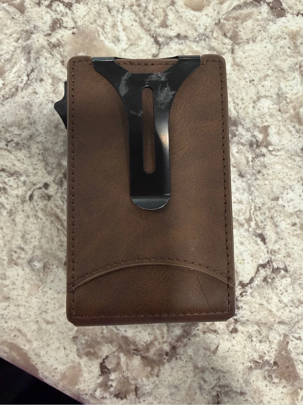 Minimalist Brown Leather Money Clip Wallet