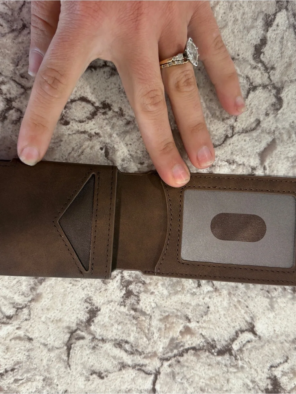 Minimalist Brown Leather Money Clip Wallet