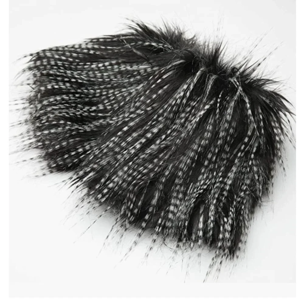 Black & White Fuzzy Faux Fur Feather Cuff Boot Covers Leg Warmer Socks‎