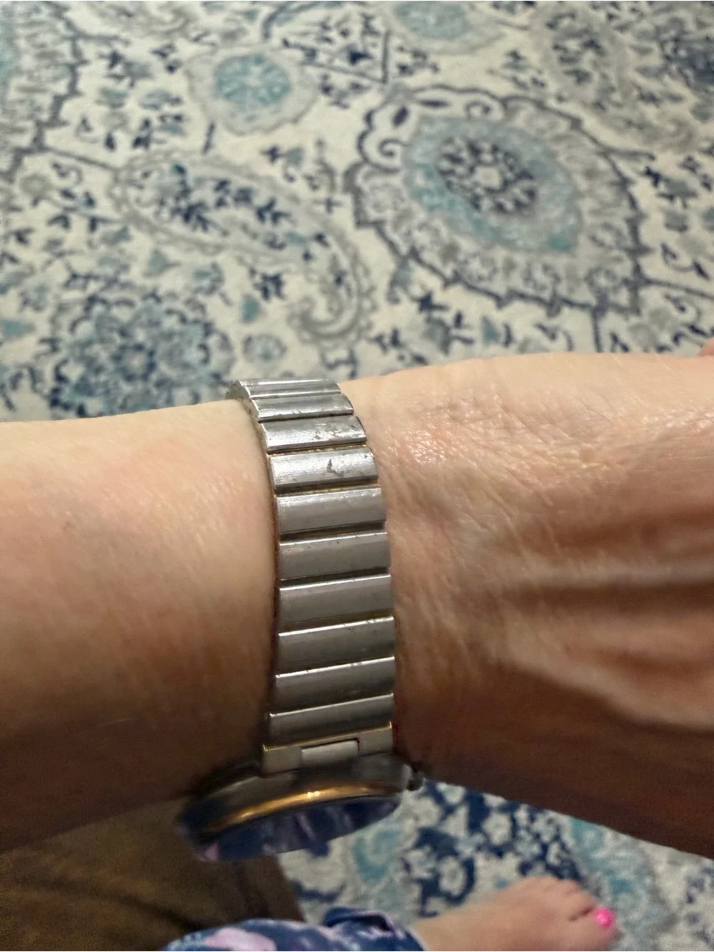Dunhill Silver-Tone Watch with Black Dial and Crystal Markers