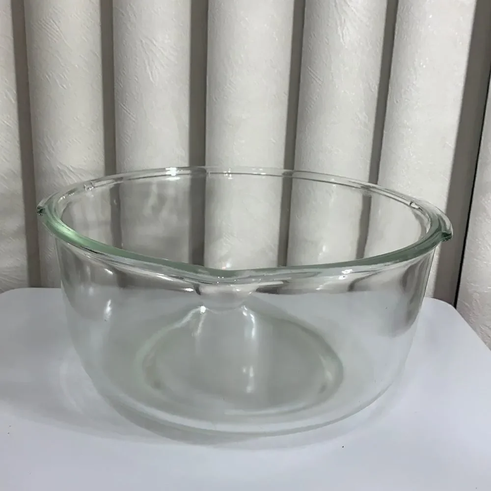 Bowl 1 Gallon Heavy Durable Vintage Clear Glass 2 Handle Pour Spout Mixing Bowl