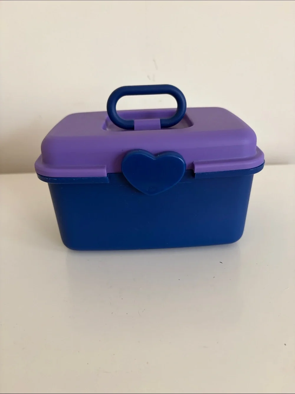 Purple and Blue Plastic Jewelry Box with Heart Latch
