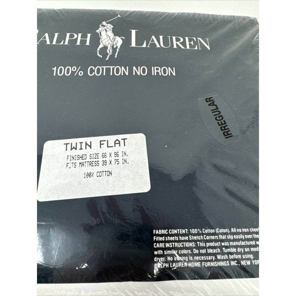 RALPH LAUREN Home TWIN Flat Sheet IRREGULAR NEW White Made USA 100% Cotton