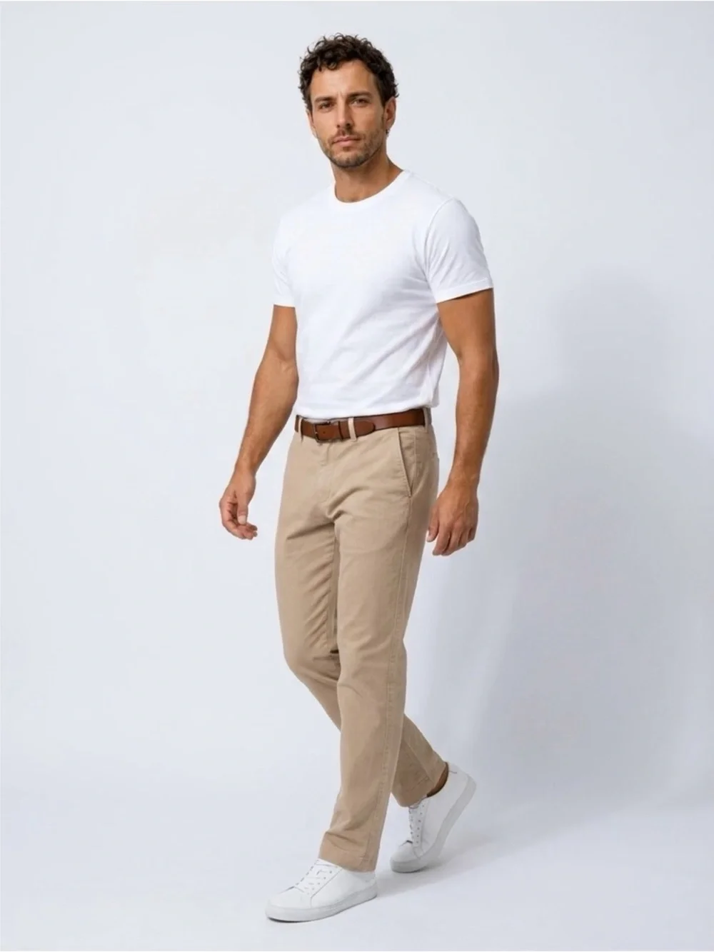 J.Crew Men’s Khaki Flex  Pants 34W x34 L Flex Straight Cotton Twill Flat Front