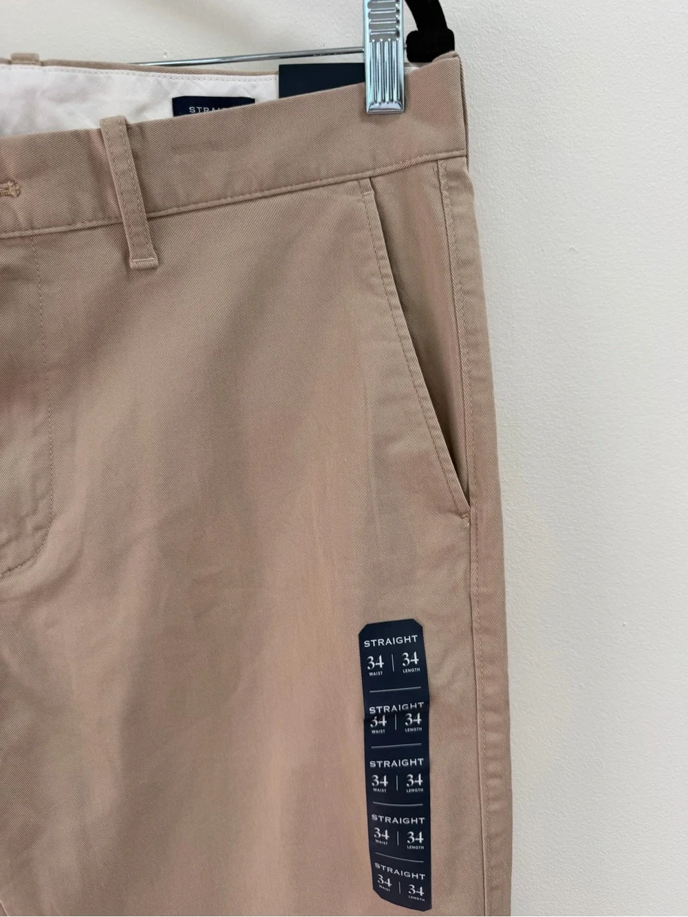 J.Crew Men’s Khaki Flex  Pants 34W x34 L Flex Straight Cotton Twill Flat Front