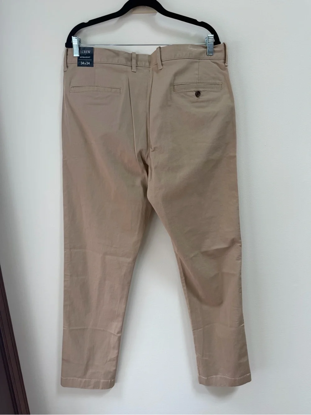 J.Crew Men’s Khaki Flex  Pants 34W x34 L Flex Straight Cotton Twill Flat Front