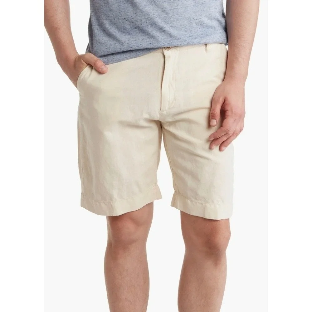 Faherty Malibu Linen Cotton Chino Shorts Stone Beige Mens 36